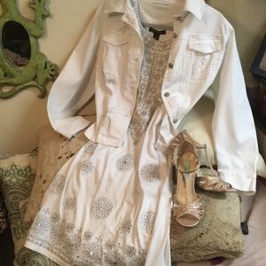 Lined Tee Dress Sequined Embroid Halter INConcepts